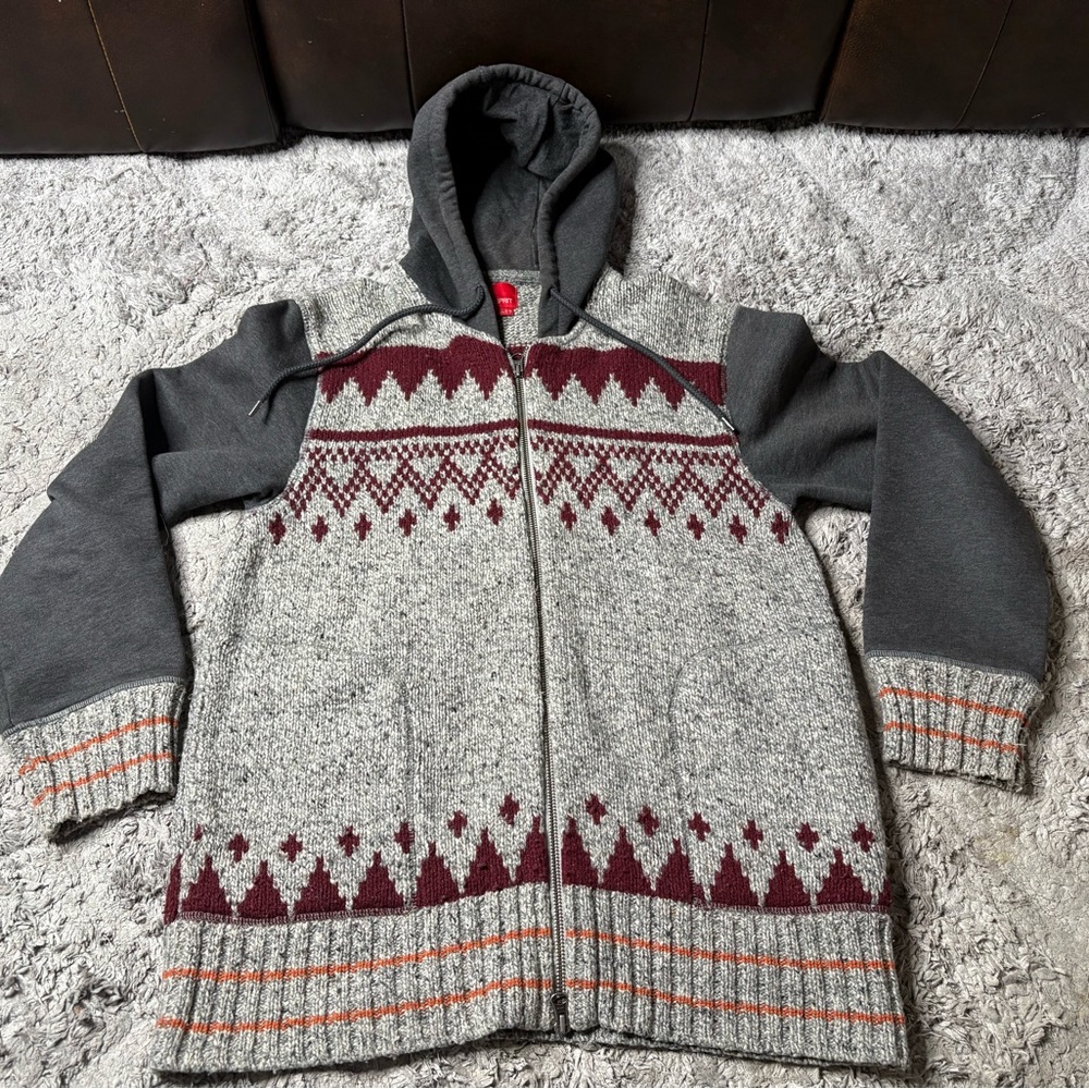 Esprit Wool Womens Grey Hooded Jacket Size XL
